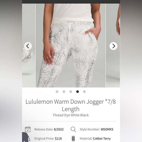 Lululemon Warm Down Joggers sweatpants 7/8 Length
Thread Dye White Black - Picture 5 of 5